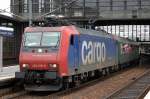 SBB Cargo Mirtlok Re 482 018-9 mit dem ersten Fu�ballsonderzug der Fans aus Stuttagrt am 01.06.13 zum DFB Pokalendspiel in Berlin im Bhf.