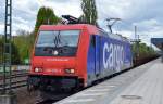 SBB Cargo Mietlok Re 482 035-3 mit ein leeren Ganzzug Drehgestell-Flachwagen Richtung Nordosten Durchfahrt Bhf.