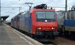 Ein Lokzug bestehend aus 3 SBB-Cargo Mietloks von HSL, vorne dran 482 030-4 dazwischen eine 421ér und hinten dran 482 041-1 am 23.02.16 Durchfahrt Bhf.