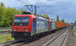 HSL mit den Mietloks 482 042-9 mit 482 041-1 und polnischem Containerzug am 09.05.17 Bf.