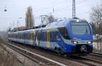 �berraschung in Berlin Karow als am tr�ben 15.11.13 der neue MERIDIAN (sechsteiliger FLIRT von STADLER)ET 307 f�r die bayerische BOB Richtung Karower Kreuz Berlin f�hrt.