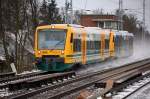 ODEG OE60 nach Wriezen mit VT 650.78  Seelow (Mark)  (95 80 0650 08-8 D-ODEG) + VT 650.65  Wald-Solar-Heim-Express  (95 80 650 065-5 D-ODEG) Richtung Bernau, 21.01.13 Berlin-Karow.