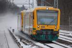 Nach fast 20 cm Neuschnee am Wochenende im Norden Berlins also auch Anfang M�rz 2013 wieder winterliches Flair, hier der RB36 mit VT 650.62 + VT 650.?? der ODEG Richtung Bln.